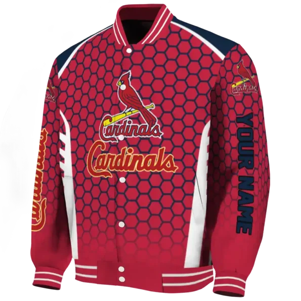personalized st louis cardinals hexagon grid red varsity jacket best selling