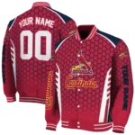 personalized st louis cardinals hexagon grid red varsity jacket best selling