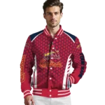 personalized st louis cardinals hexagon grid red varsity jacket best selling