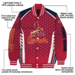 personalized st louis cardinals hexagon grid red varsity jacket best selling
