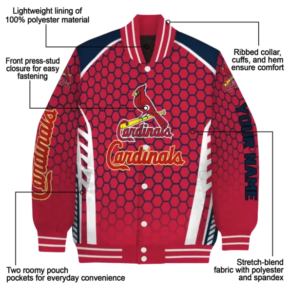 personalized st louis cardinals hexagon grid red varsity jacket new arrival
