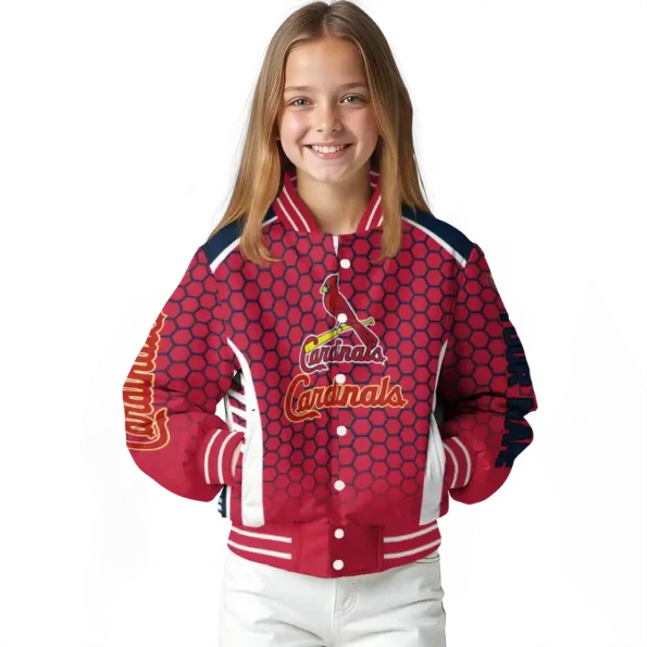 personalized st louis cardinals hexagon grid red varsity jacket top rated