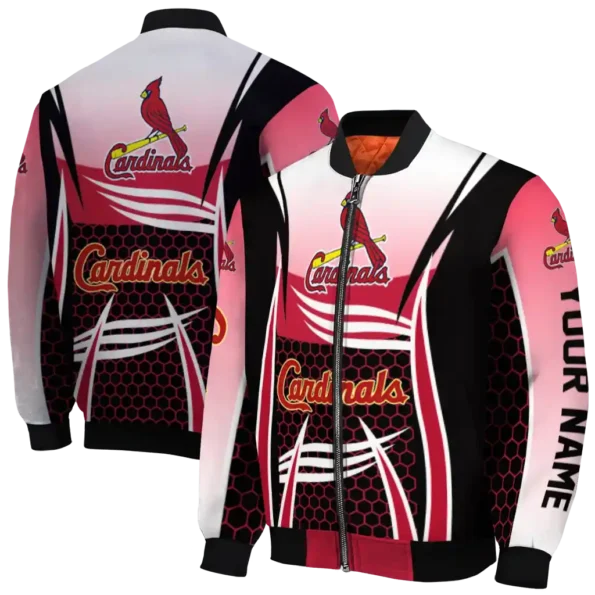 personalized st louis cardinals mesh effect red black bomber jacket fashion forward