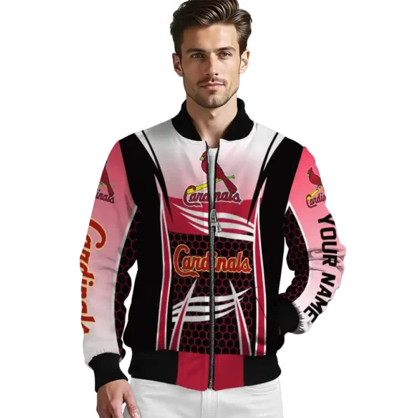personalized st louis cardinals mesh effect red black bomber jacket high quality