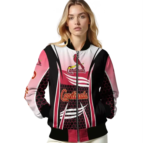 personalized st louis cardinals mesh effect red black bomber jacket latest model