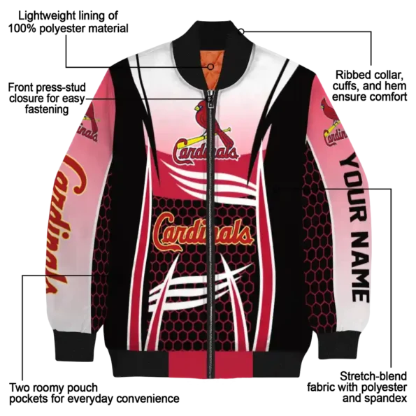personalized st louis cardinals mesh effect red black bomber jacket new arrival