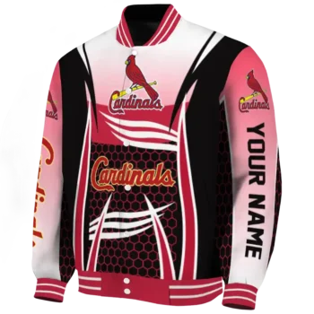 personalized st louis cardinals mesh effect red black varsity jacket best selling