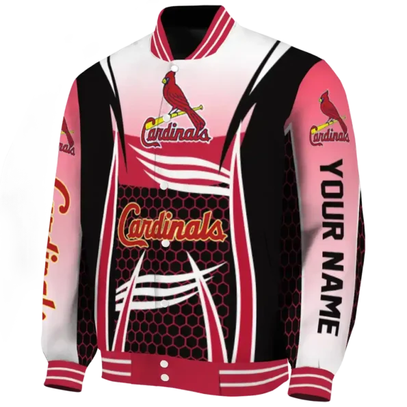 personalized st louis cardinals mesh effect red black varsity jacket best selling