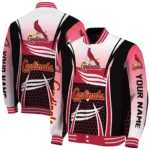 personalized st louis cardinals mesh effect red black varsity jacket best selling