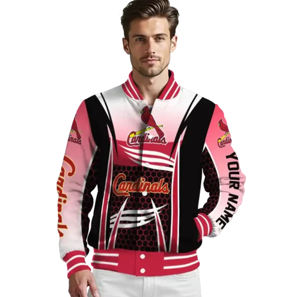 personalized st louis cardinals mesh effect red black varsity jacket high quality