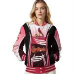 personalized st louis cardinals mesh effect red black varsity jacket best selling