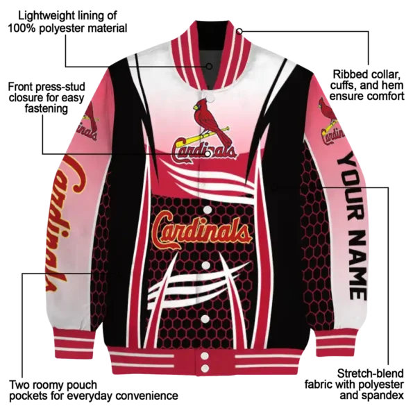 personalized st louis cardinals mesh effect red black varsity jacket new arrival
