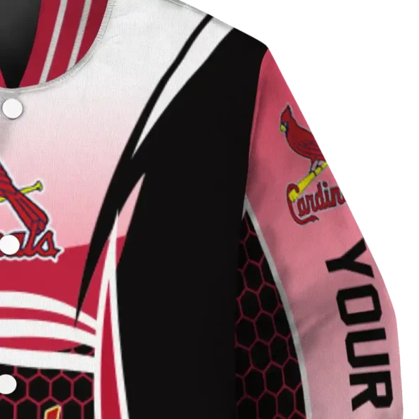 personalized st louis cardinals mesh effect red black varsity jacket premium grade