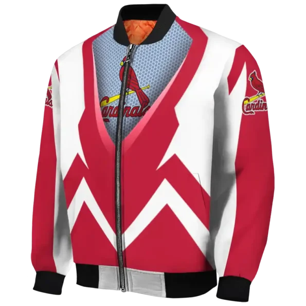 personalized st louis cardinals v stripes red white bomber jacket best selling