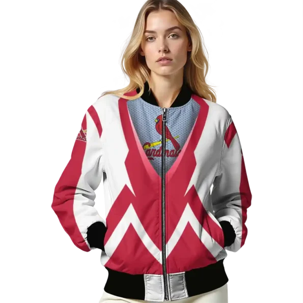 personalized st louis cardinals v stripes red white bomber jacket latest model