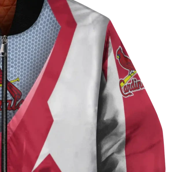 personalized st louis cardinals v stripes red white bomber jacket premium grade