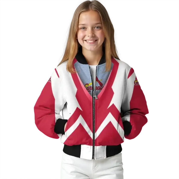 personalized st louis cardinals v stripes red white bomber jacket top rated