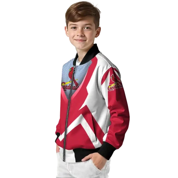 personalized st louis cardinals v stripes red white bomber jacket trendy