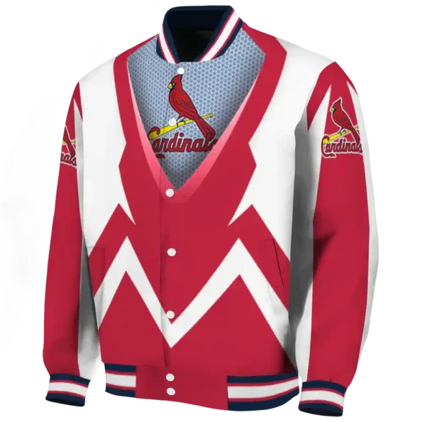 personalized st louis cardinals v stripes red white varsity jacket best selling