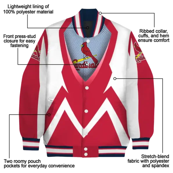 personalized st louis cardinals v stripes red white varsity jacket new arrival
