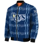 personalized tampa bay rays bolt stripe navy bomber jacket best selling