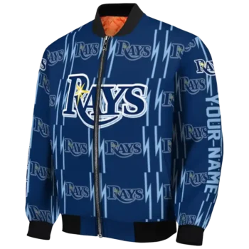 personalized tampa bay rays bolt stripe navy bomber jacket best selling