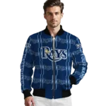 personalized tampa bay rays bolt stripe navy bomber jacket best selling
