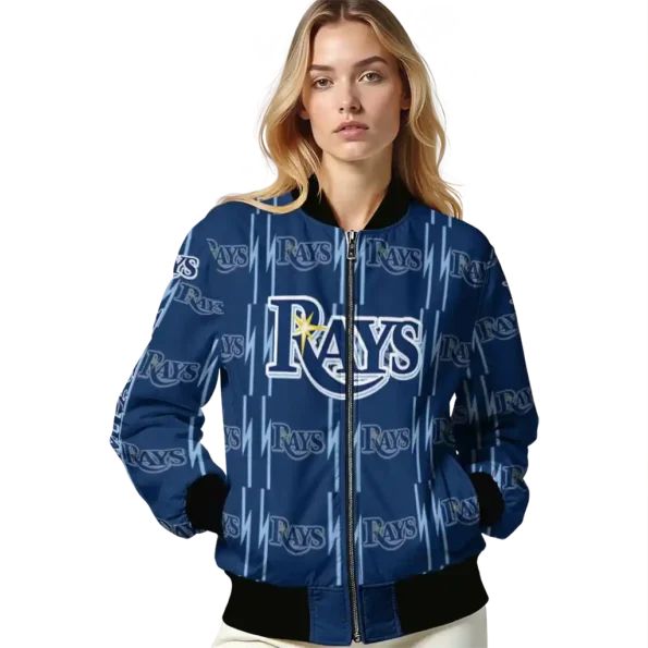personalized tampa bay rays bolt stripe navy bomber jacket latest model
