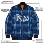 personalized tampa bay rays bolt stripe navy bomber jacket best selling