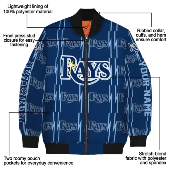 personalized tampa bay rays bolt stripe navy bomber jacket new arrival