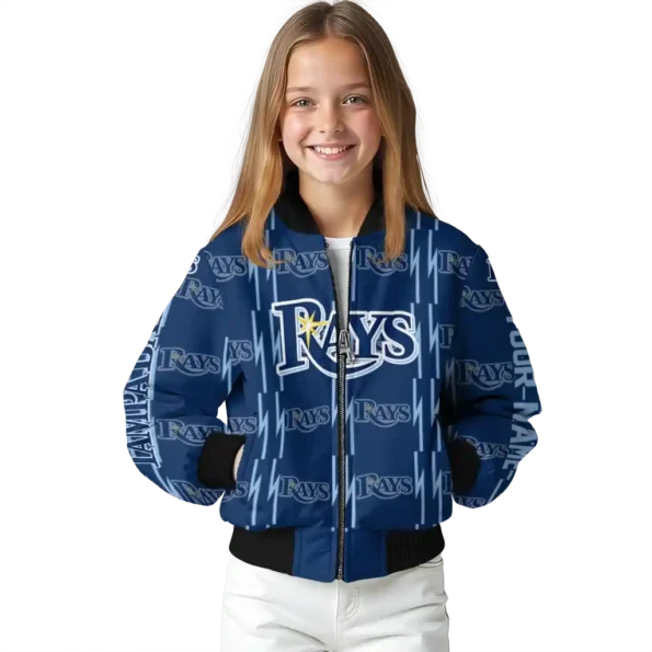personalized tampa bay rays bolt stripe navy bomber jacket top rated