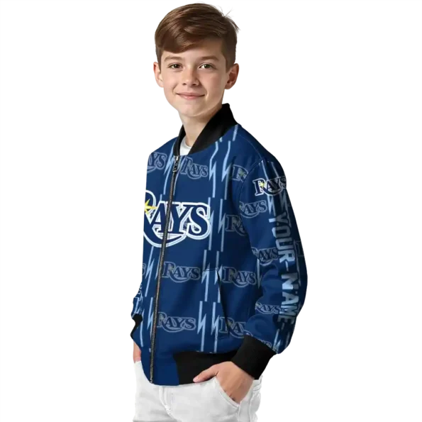 personalized tampa bay rays bolt stripe navy bomber jacket trendy