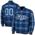 personalized tampa bay rays bolt stripe navy varsity jacket best selling