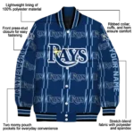 personalized tampa bay rays bolt stripe navy varsity jacket best selling