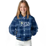 personalized tampa bay rays bolt stripe navy varsity jacket best selling