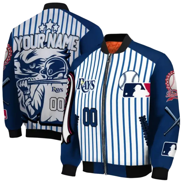 personalized tampa bay rays eagle baseball navy white bomber jacket fashion forward