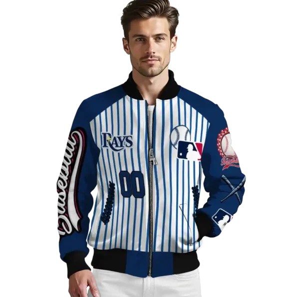 personalized tampa bay rays eagle baseball navy white bomber jacket high quality