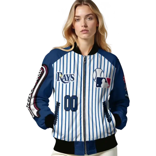 personalized tampa bay rays eagle baseball navy white bomber jacket latest model