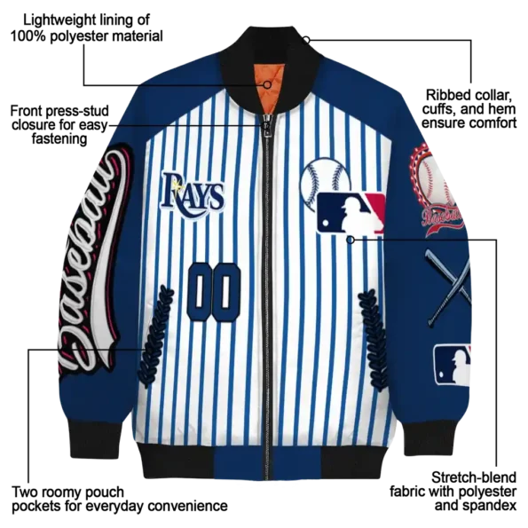 personalized tampa bay rays eagle baseball navy white bomber jacket new arrival