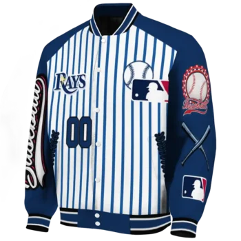 personalized tampa bay rays eagle baseball navy white varsity jacket best selling