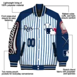 personalized tampa bay rays eagle baseball navy white varsity jacket best selling