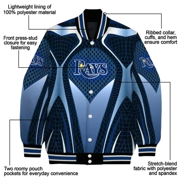 personalized tampa bay rays mesh chest light blue crocs black varsity jacket new arrival