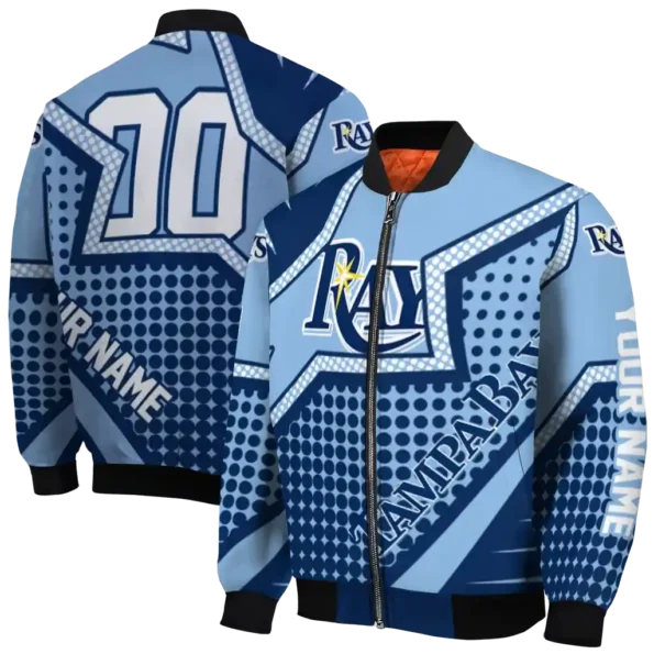 personalized tampa bay rays star burst navy bomber jacket fashion forward