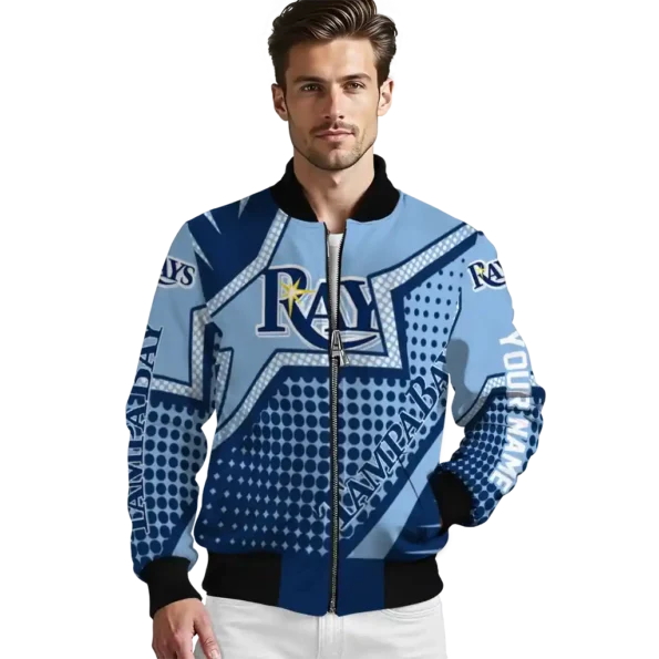 personalized tampa bay rays star burst navy bomber jacket high quality