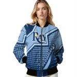 personalized tampa bay rays star burst navy bomber jacket best selling