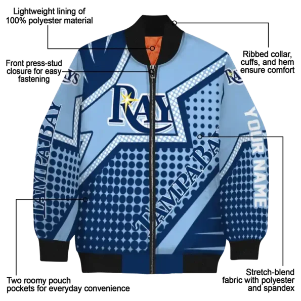personalized tampa bay rays star burst navy bomber jacket new arrival