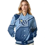 personalized tampa bay rays star burst navy varsity jacket best selling