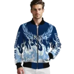 personalized tampa bay rays winged blaze navy white bomber jacket best selling