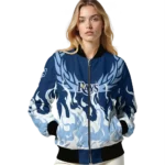 personalized tampa bay rays winged blaze navy white bomber jacket best selling
