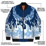personalized tampa bay rays winged blaze navy white bomber jacket best selling